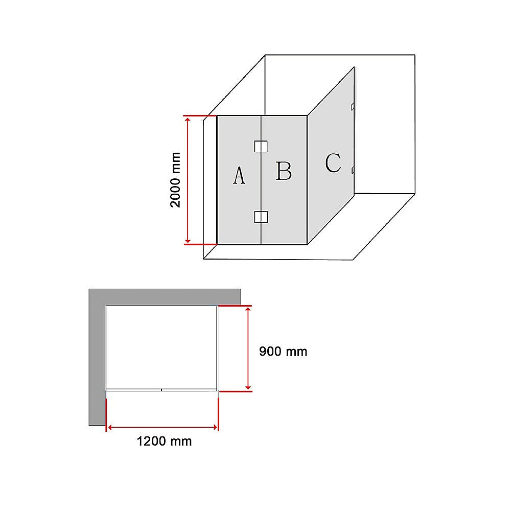 1200 x 900mm Frameless 10mm Glass Shower Screen By Della Francesca - image6