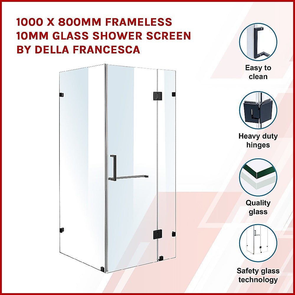 1000 x 800mm Frameless 10mm Glass Shower Screen By Della Francesca - image3