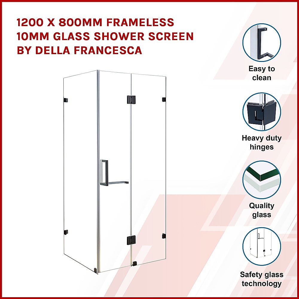 1200 x 800mm Frameless 10mm Glass Shower Screen By Della Francesca - image3