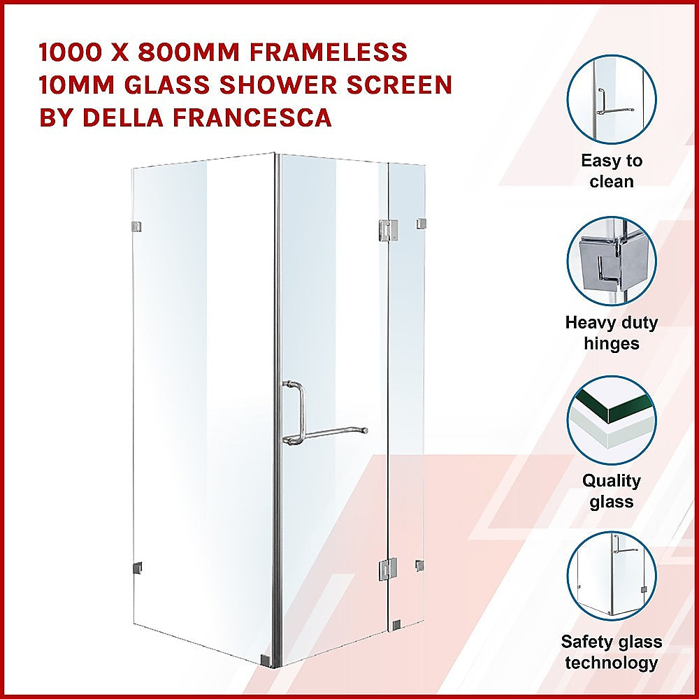 1000 x 800mm Frameless 10mm Glass Shower Screen By Della Francesca - image3