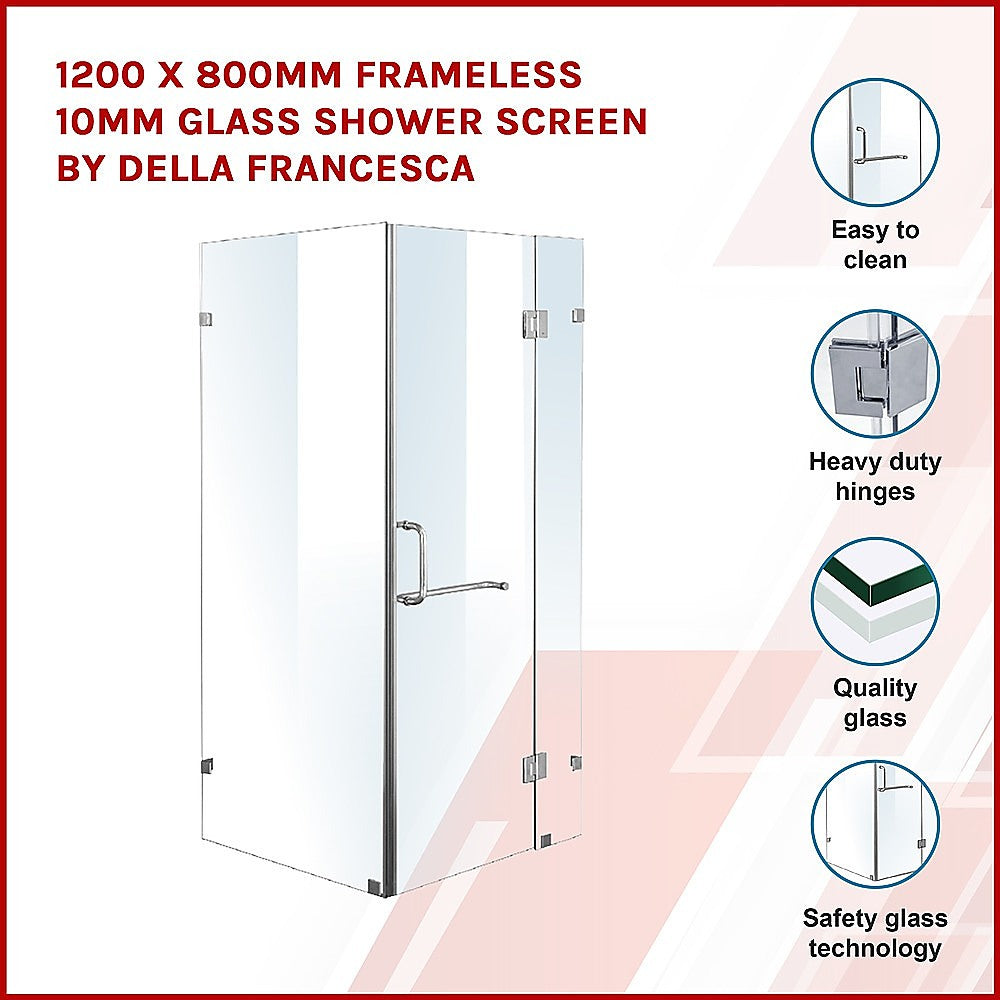 1200 x 800mm Frameless 10mm Glass Shower Screen By Della Francesca - image3