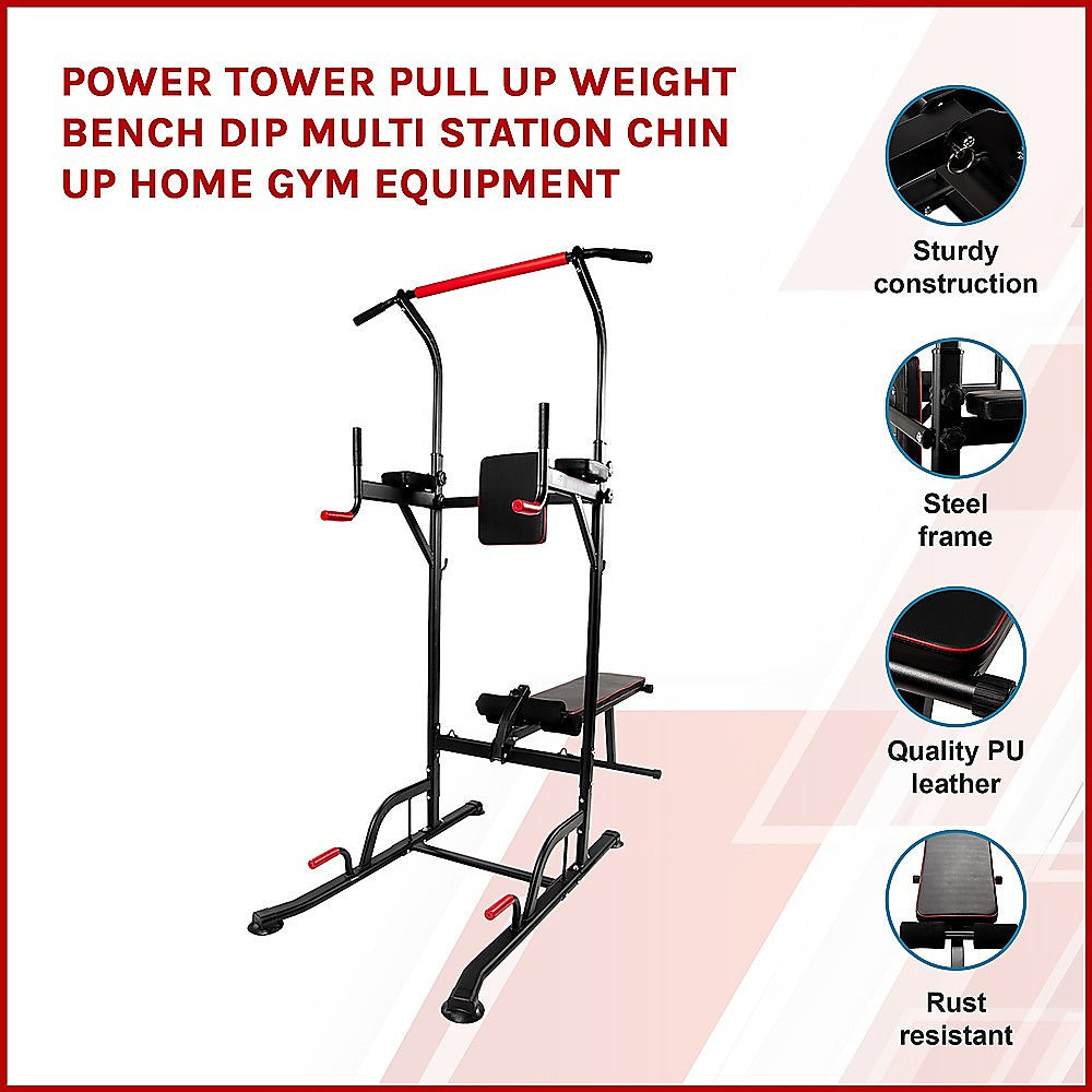 Power Tower Pull Up Weight Bench Dip Multi Station Chin Up Home Gym Equipment - image3