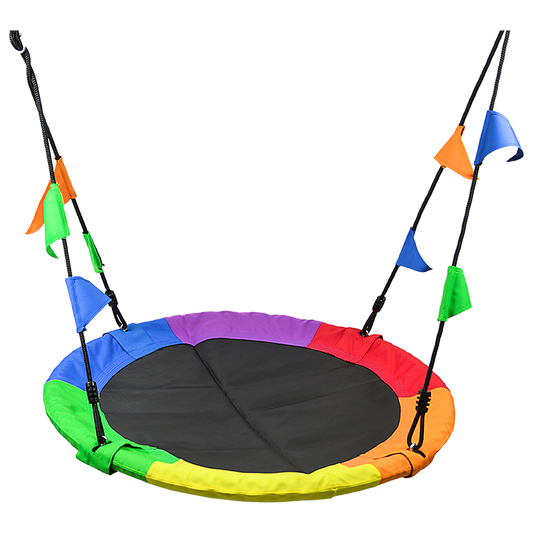 1m Tree Swing in Multi-Color Rainbow Kids Indoor/Outdoor Round Mat Saucer Swing - image1