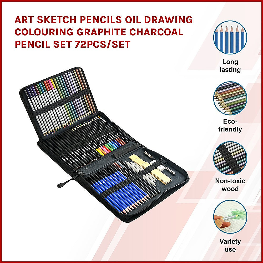 Art Sketch Pencils Oil Drawing Colouring Graphite Charcoal Pencil Set 72pcs/set - image3