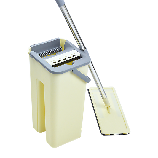 4x Microfiber Pads Flat Mop Bucket Kit 360 Rotating Self Wash Cleaning - image1