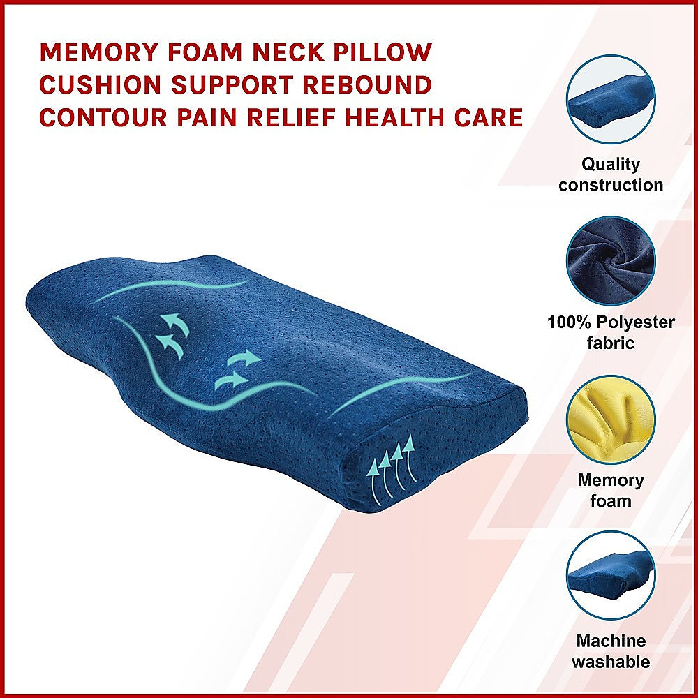 Memory Foam Neck Pillow Cushion Support Rebound Contour Pain Relief Health Care - image3