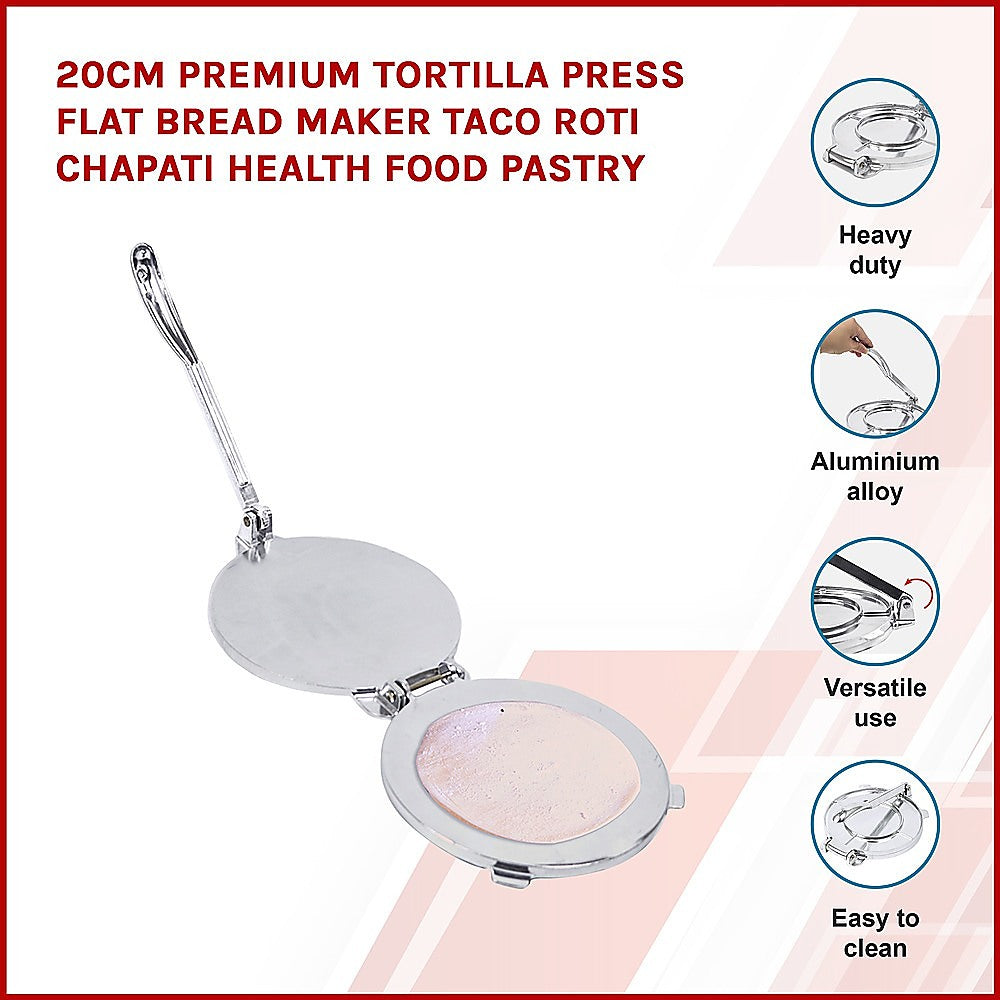 20cm Premium Tortilla Press Flat Bread Maker Taco Roti Chapati Health Food Pastry - image4