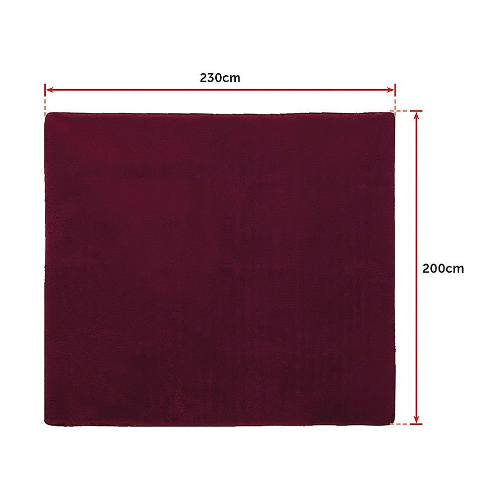 230x200cm Floor Rugs Large Shaggy Rug Area Carpet Bedroom Living Room Mat - Burgundy - image8