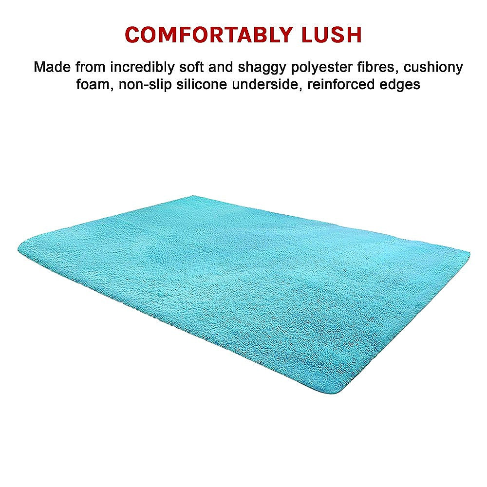 200x140cm Floor Rugs Large Shaggy Rug Area Carpet Bedroom Living Room Mat - Turquoise - image7