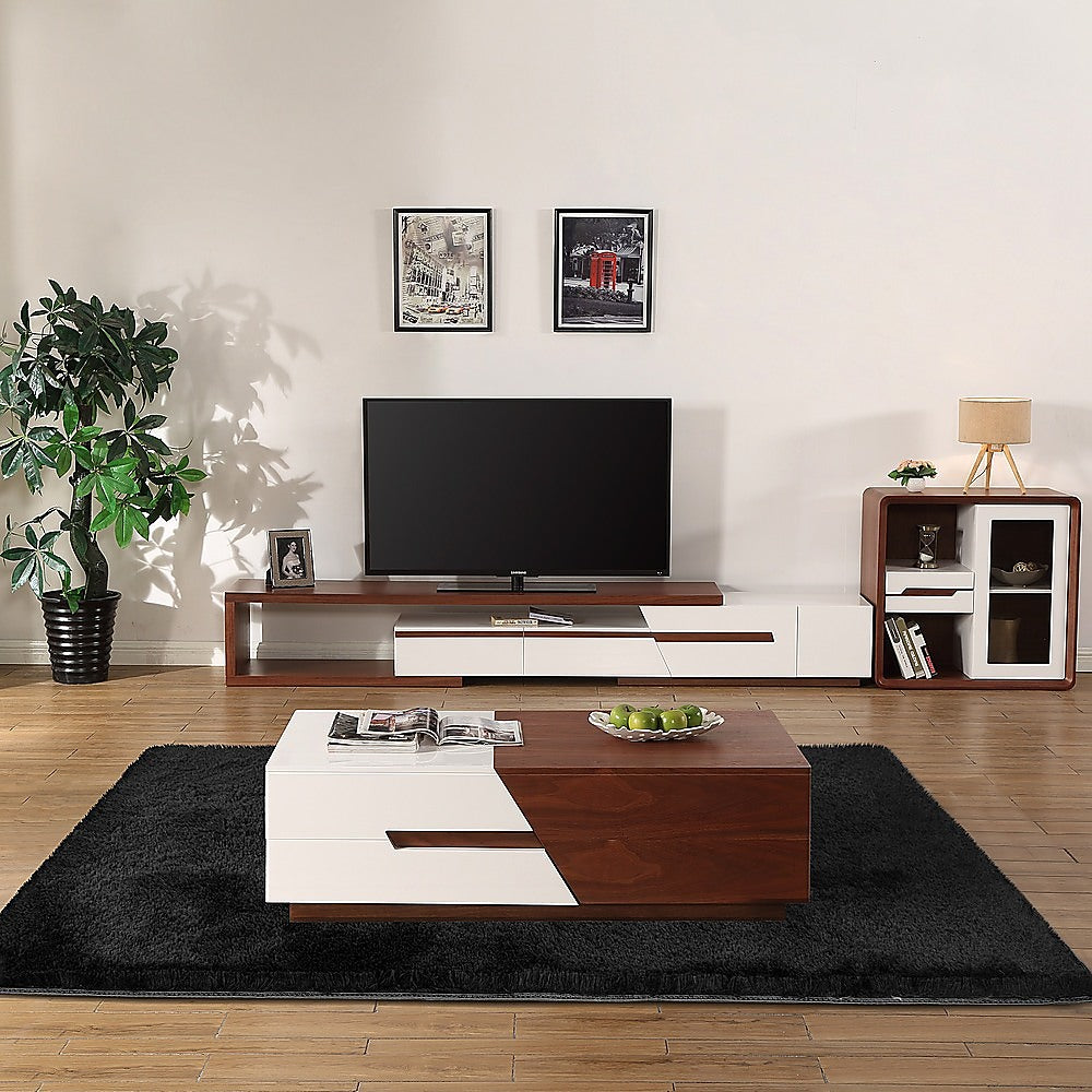 200x140cm Floor Rugs Large Shaggy Rug Area Carpet Bedroom Living Room Mat - Black - image2
