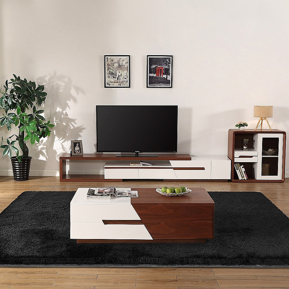 230x160cm Floor Rugs Large Shaggy Rug Area Carpet Bedroom Living Room Mat - Black - image2