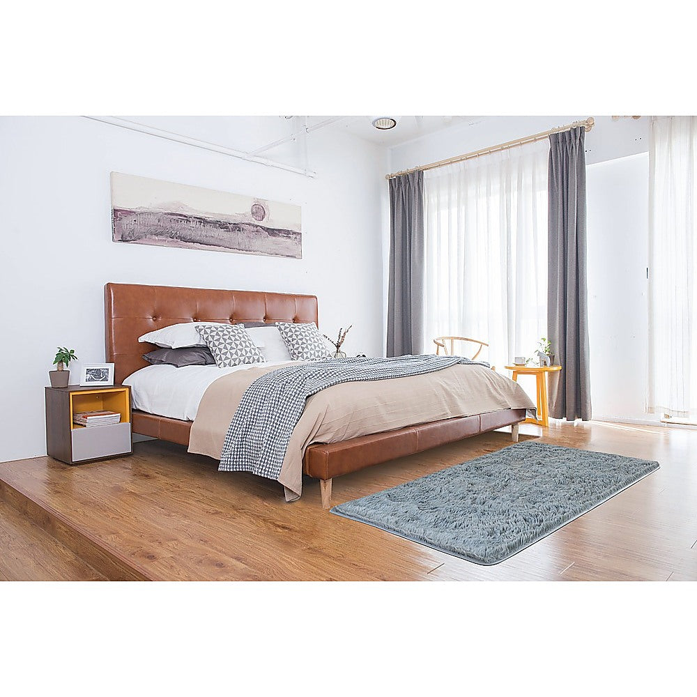 200x140cm Floor Rugs Large Shaggy Rug Area Carpet Bedroom Living Room Mat - Grey - image2