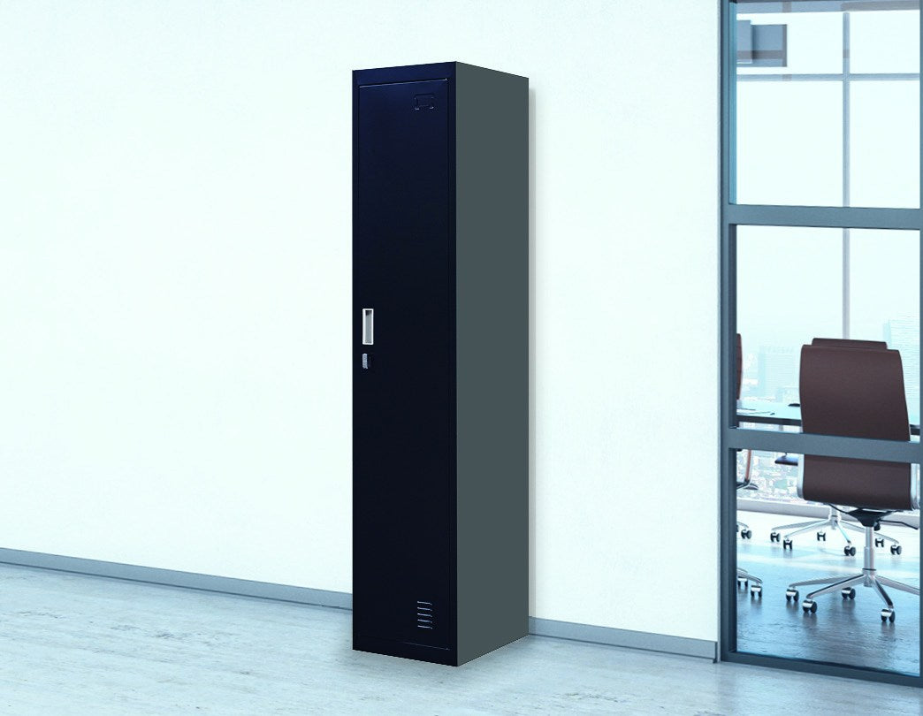 Padlock-operated lock One-Door Office Gym Shed Clothing Locker Cabinet Black - image12