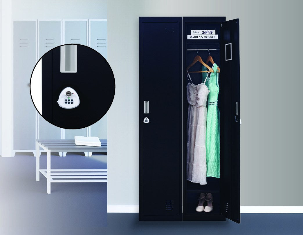 3-Digit Combination Lock One-Door Office Gym Shed Clothing Locker Cabinet Black - image8