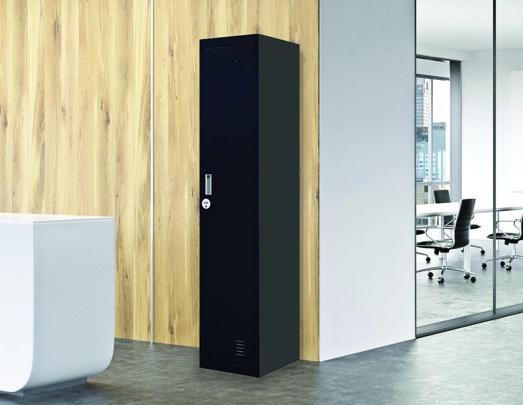 4-Digit Combination Lock One-Door Office Gym Shed Clothing Locker Cabinet Black - image12