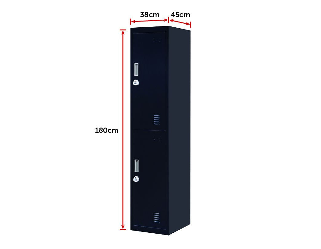 3-Digit Combination Lock 2-Door Vertical Locker for Office Gym Shed School Home Storage Black - image2