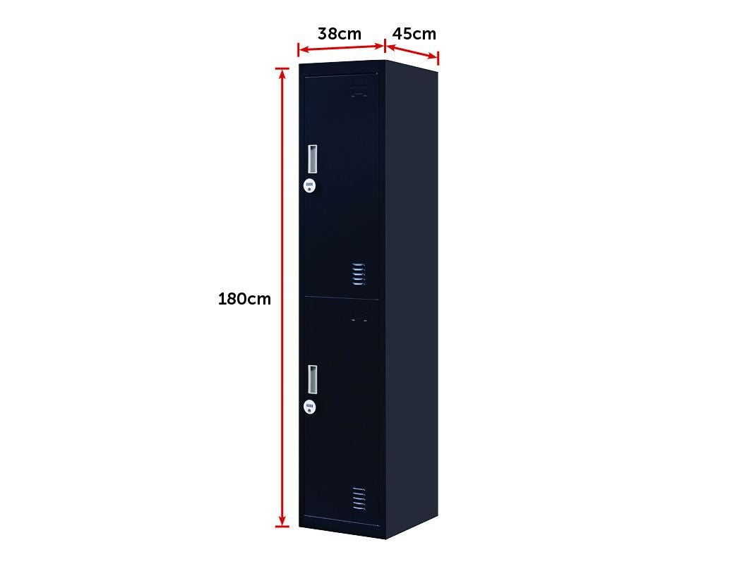 4-Digit Combination Lock 2-Door Vertical Locker for Office Gym Shed School Home Storage Black - image2