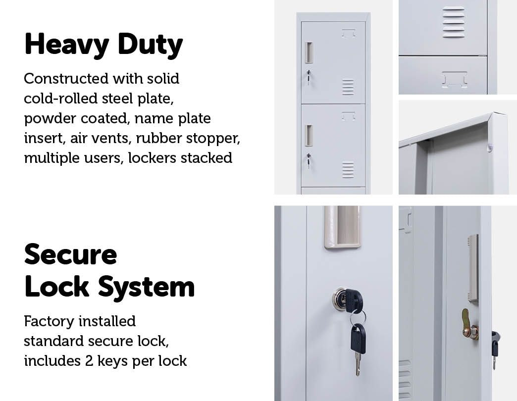 Standard Lock 4 Door Locker for Office Gym Grey - image7