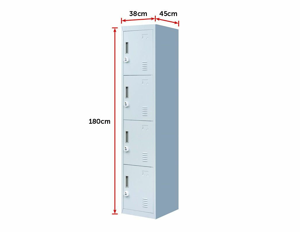 3-digit Combination Lock 4 Door Locker for Office Gym Grey - image2