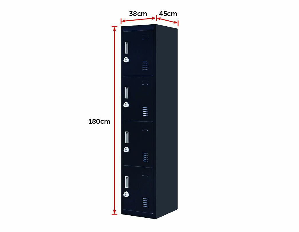 3-digit Combination Lock 4 Door Locker for Office Gym Black - image2