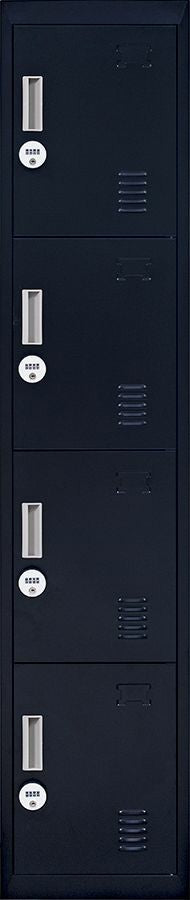 4-digit Combination Lock 4 Door Locker for Office Gym Black - image5