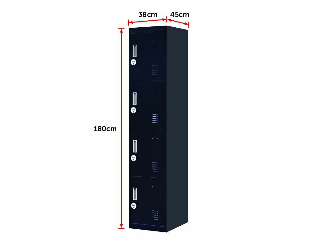 4-digit Combination Lock 4 Door Locker for Office Gym Black - image2