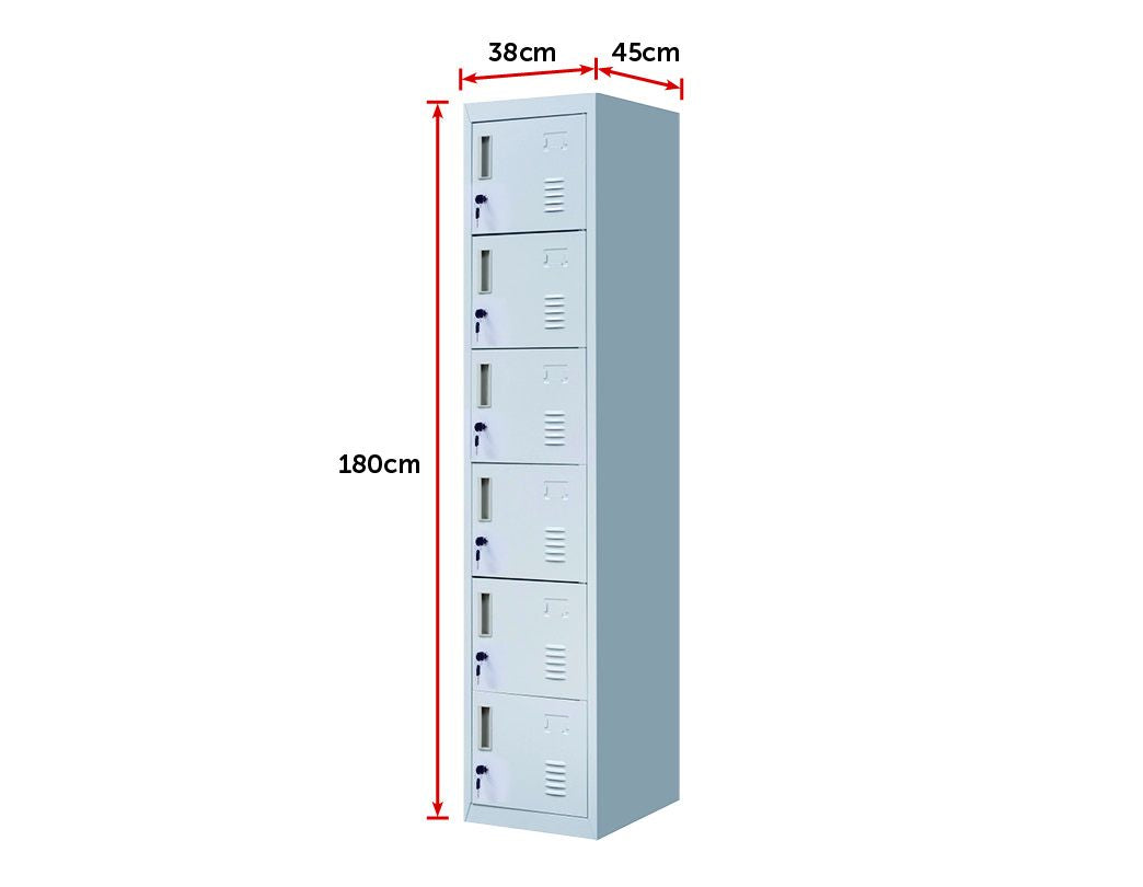 Standard Lock 6-Door Locker for Office Gym Shed School Home Storage Grey - image2