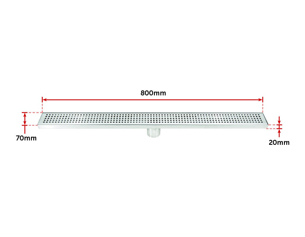 800mm Bathroom Shower Stainless Steel Grate Drain with Centre Outlet Floor Waste - image2