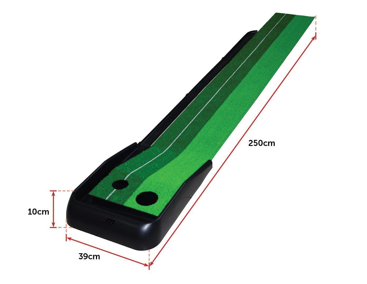 Indoor Practice Putting Green 2.5m Mat Inclined Ball Return Fake Grass 2 Holes - image2
