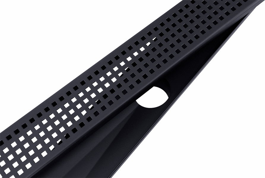 900mm Bathroom Shower Black Grate Drain with Centre outlet Floor Waste Square Pattern - image3