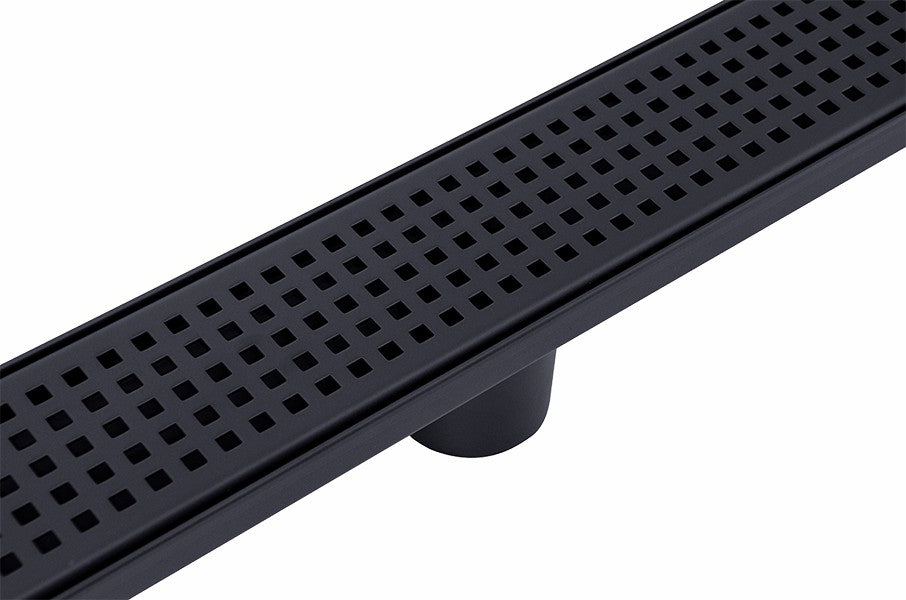 900mm Bathroom Shower Black Grate Drain with Centre outlet Floor Waste Square Pattern - image4