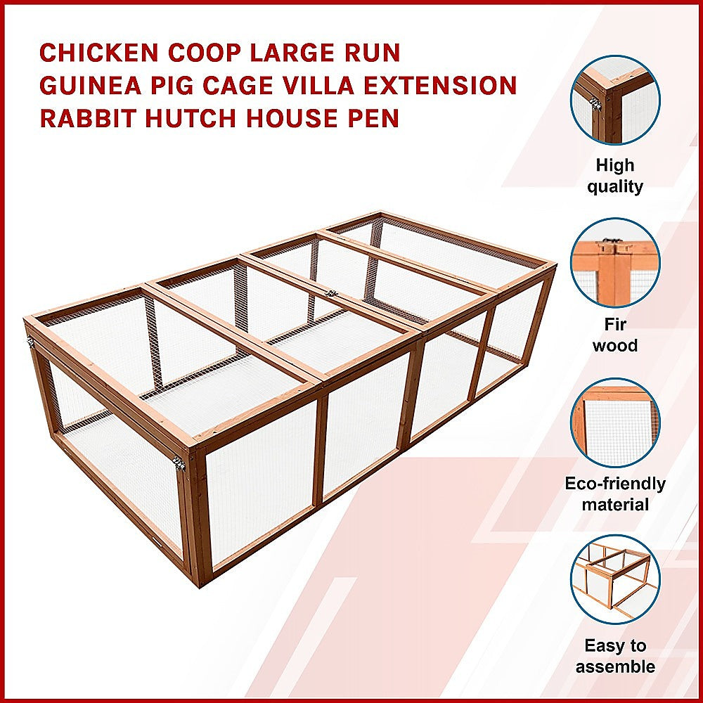 Chicken coop LARGE Run Guinea Pig Cage Villa Extension Rabbit hutch house pen - image3