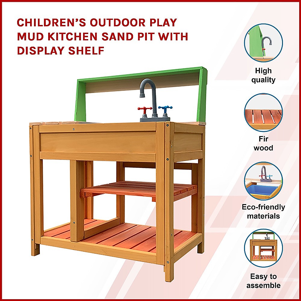 Children_x0019_ s Outdoor Play Mud Kitchen Sand Pit with Display Shelf - image3