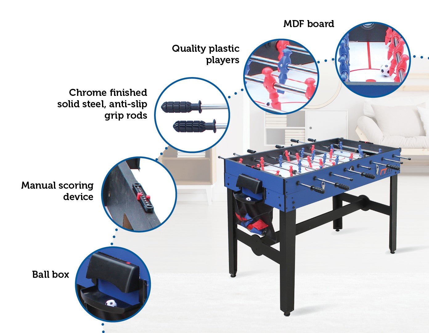 4FT 12-in-1 Combo Games Tables Foosball Soccer Basketball Hockey Pool Table Tennis - image9