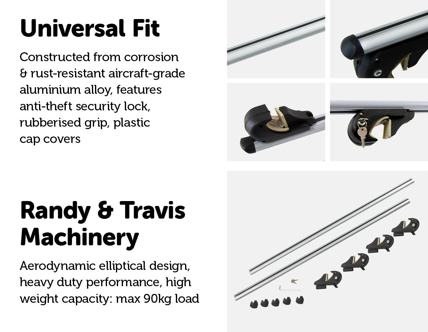 Universal Car Top Roof Rail Rack Cross Bar Aluminium Lockable 1350MM - image7