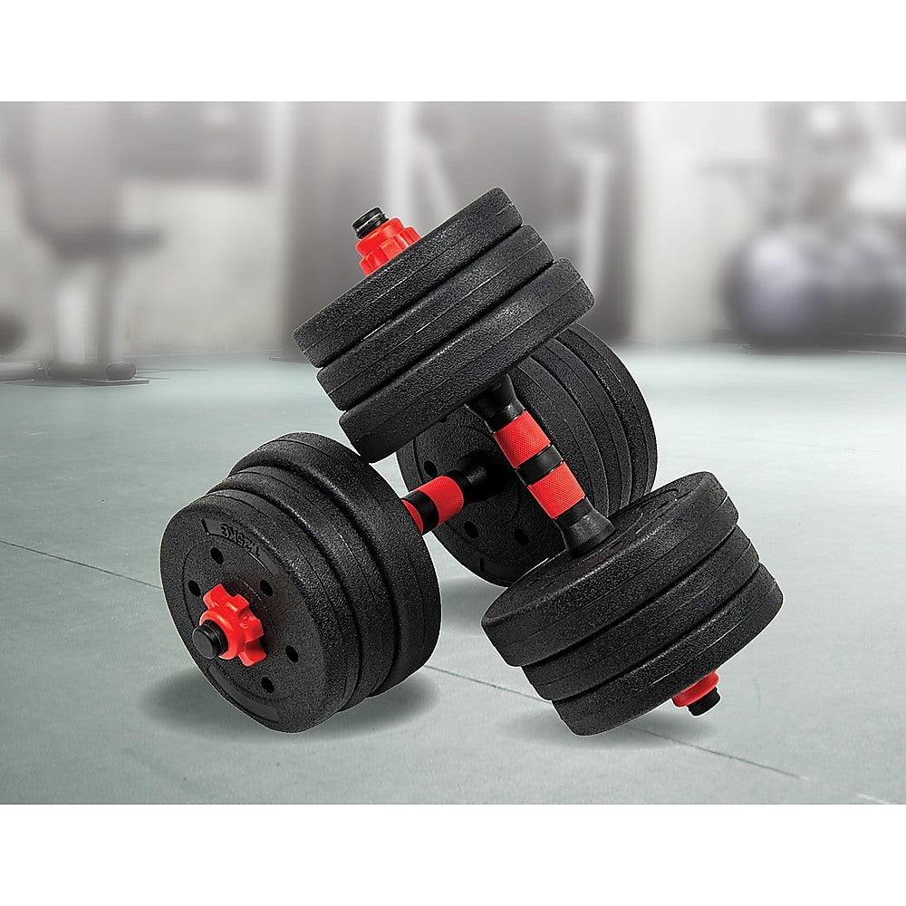 20kg Adjustable Rubber Dumbbell Set Barbell Home GYM Exercise Weights - image2