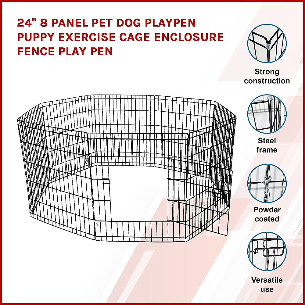 24" 8 Panel Pet Dog Playpen Puppy Exercise Cage Enclosure Fence Play Pen - image3