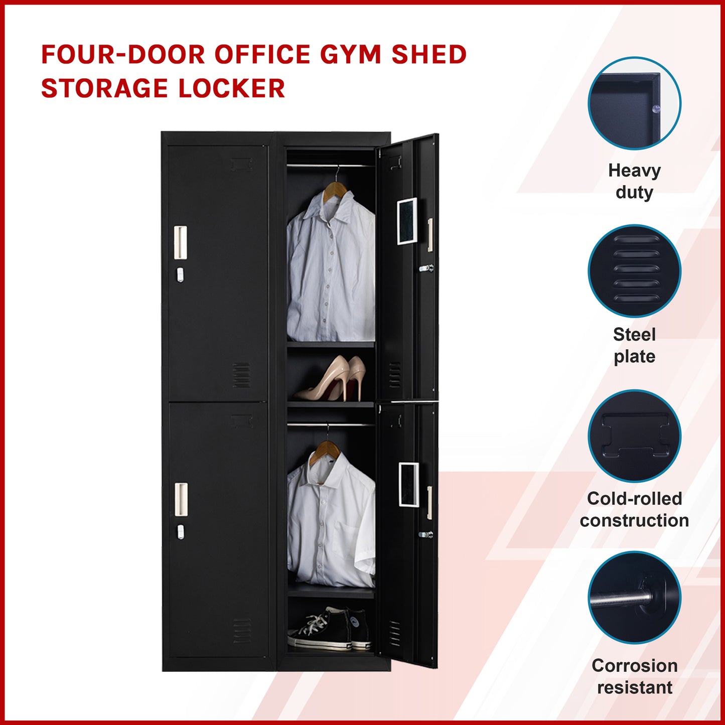 Four-Door Office Gym Shed Storage Locker - image3