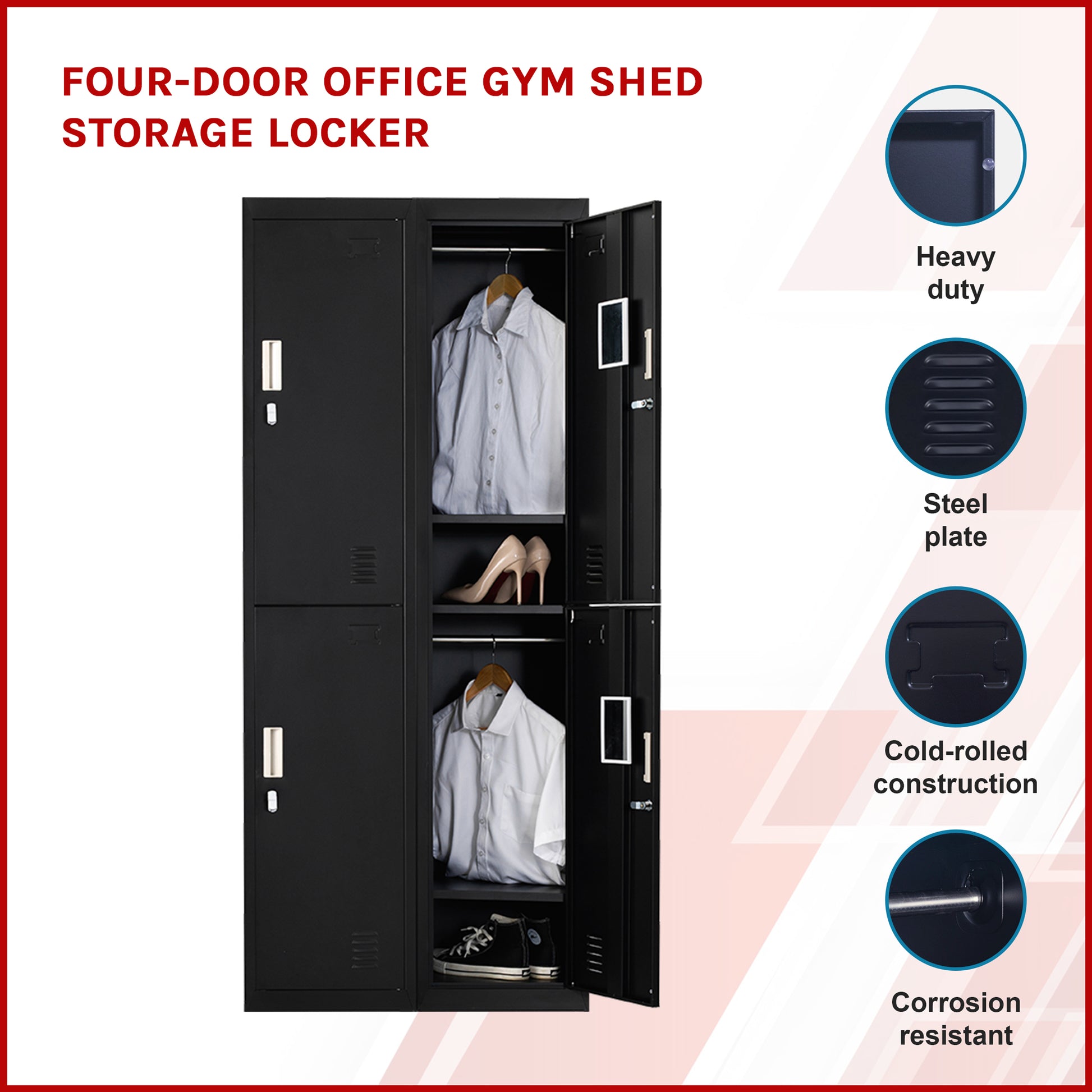 Four-Door Office Gym Shed Storage Locker - image3