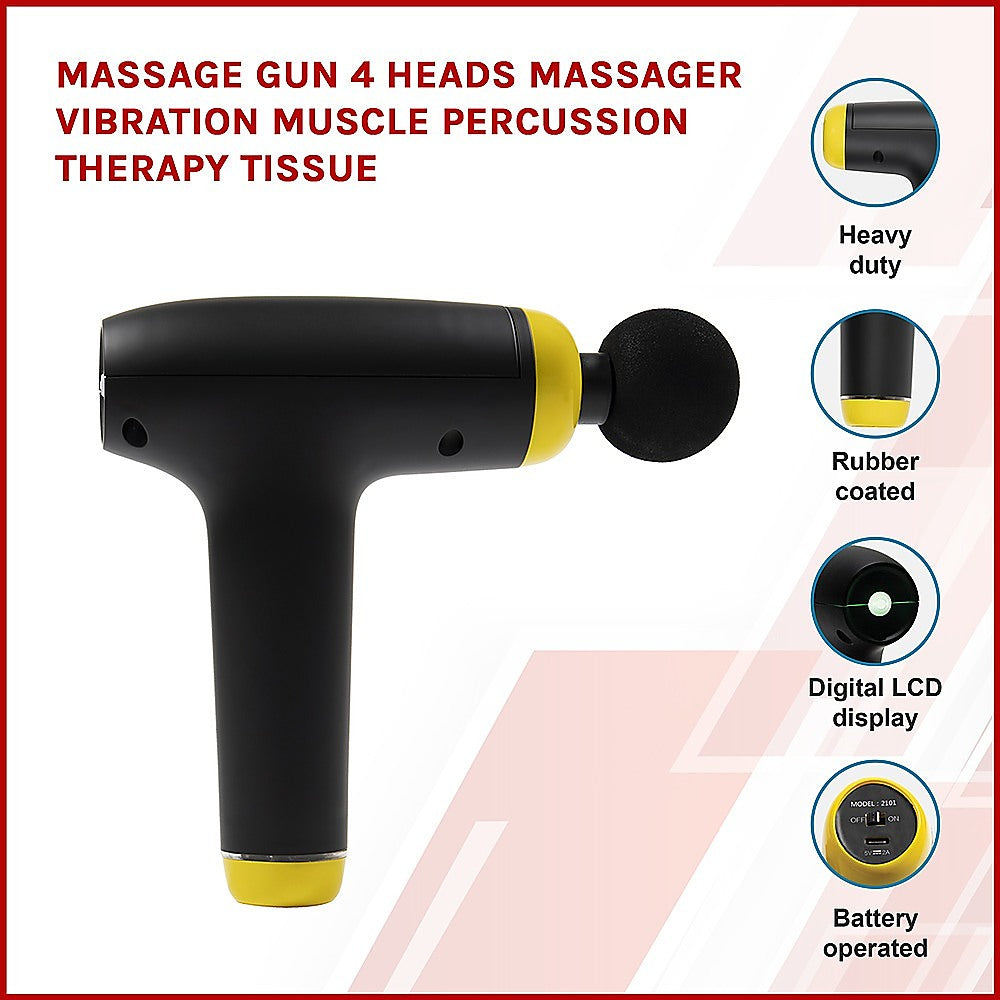 Massage Gun 4 Heads Massager Vibration Muscle Percussion Therapy Tissue - image3