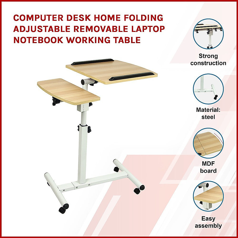 Computer Desk Home Folding Adjustable Removable Laptop Notebook Working Table - image3