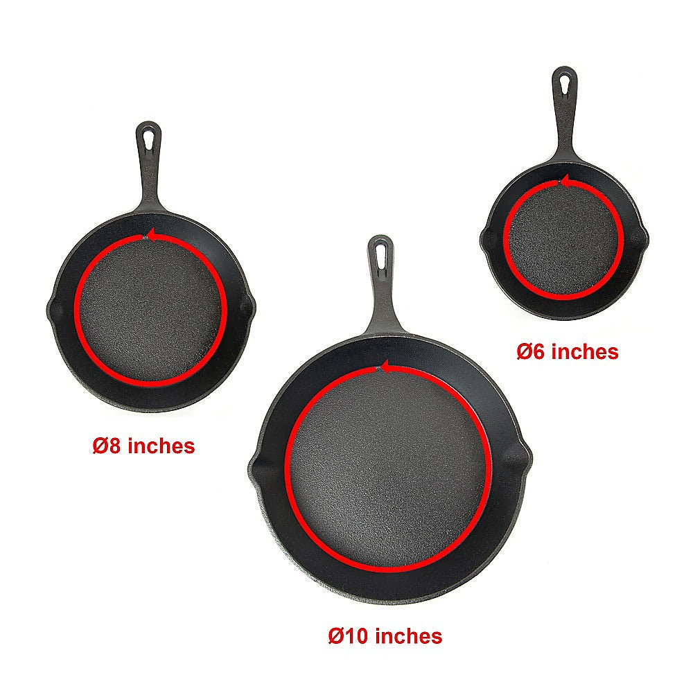 Pre Seasoned Cast Iron Skillet Fry Pan Set 3 Pcs Frying Pan Set - image7