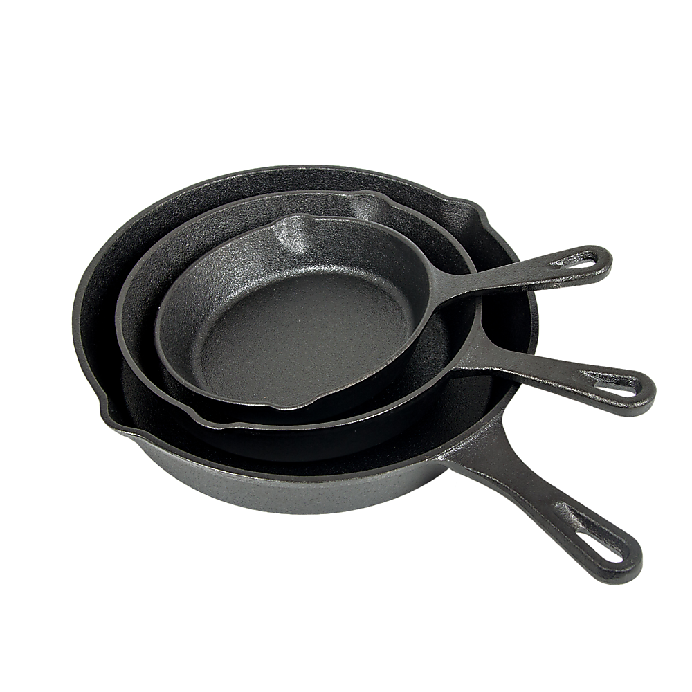 Pre Seasoned Cast Iron Skillet Fry Pan Set 3 Pcs Frying Pan Set - image1