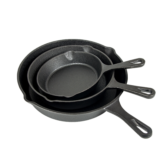 Pre Seasoned Cast Iron Skillet Fry Pan Set 3 Pcs Frying Pan Set - image1