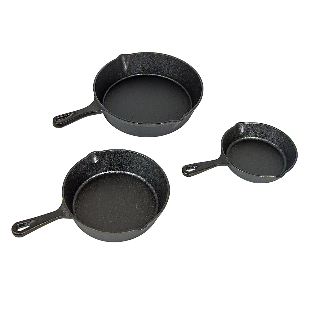 Pre Seasoned Cast Iron Skillet Fry Pan Set 3 Pcs Frying Pan Set - image4