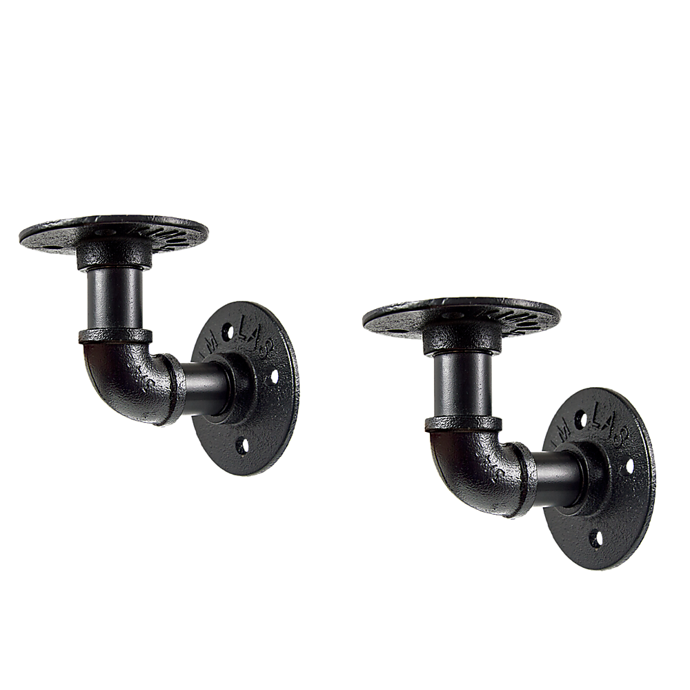 Industrial Black Iron Pipe Bracket Wall Mounted Floating Shelf - Set of 2 - image1