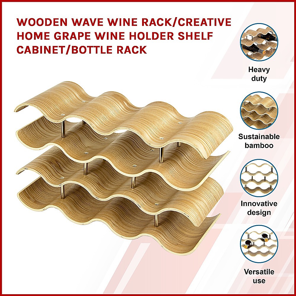 Wooden Wave Wine Rack/Creative Home Grape Wine Holder Shelf Cabinet/Bottle Rack - image3