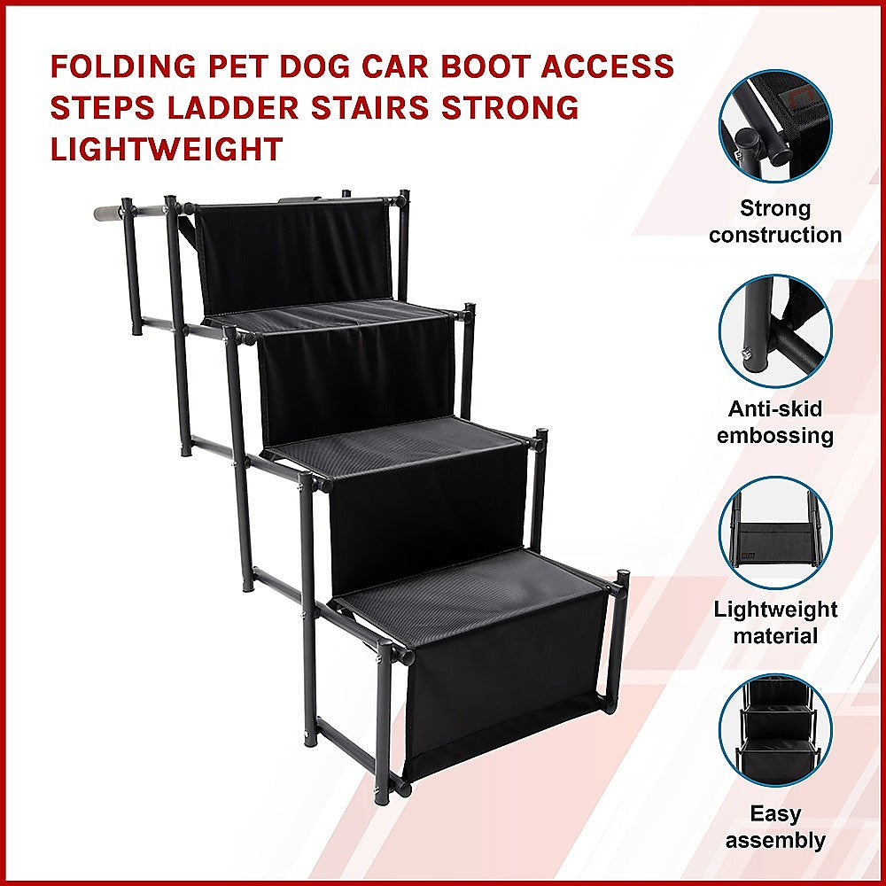 Folding Pet Dog Car Boot Access Steps Ladder Stairs Strong Lightweight - image3