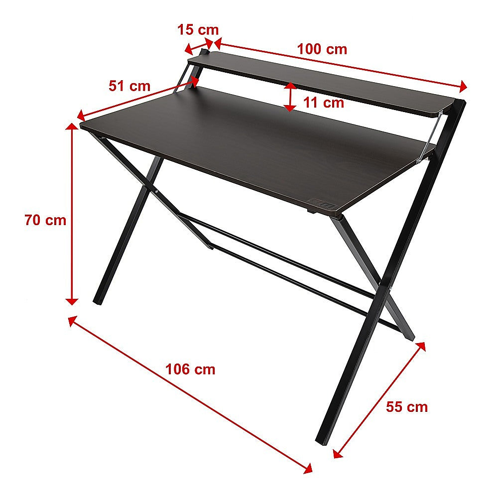 Folding Desk with Shelf Computer Laptop PC Table Side Home Office Furniture - image7