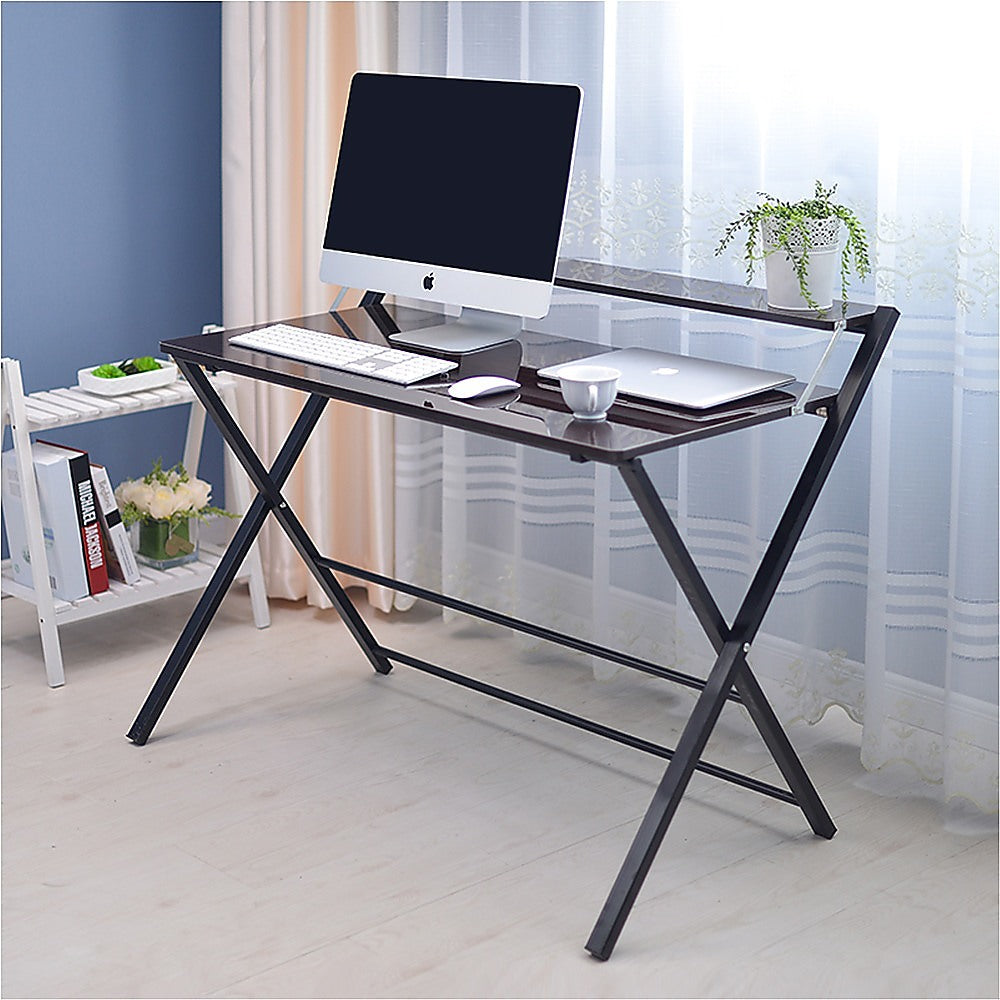 Folding Desk with Shelf Computer Laptop PC Table Side Home Office Furniture - image2